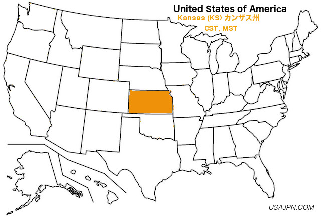 アメリカ合衆国　カンザス州の地図