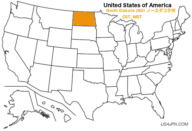 アメリカ合衆国　ノースダコタ州の地図