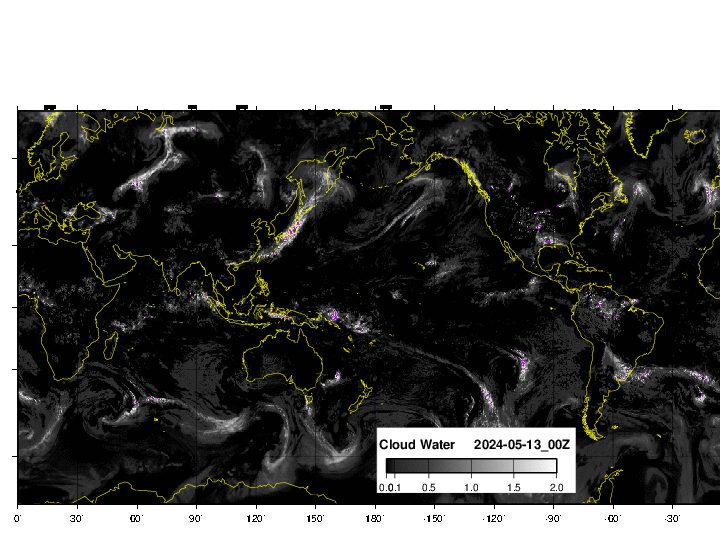 NOAA GFS  雲水量　グローバル