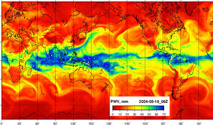 NOAA GFS 水蒸気分布プロット