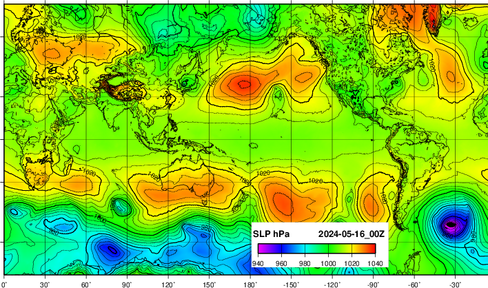 NOAA GFS 気圧プロット