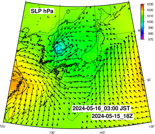 NOAA GFS 気圧　日本とその周辺