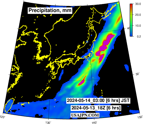 NOAA GFS 降水量予報　日本域