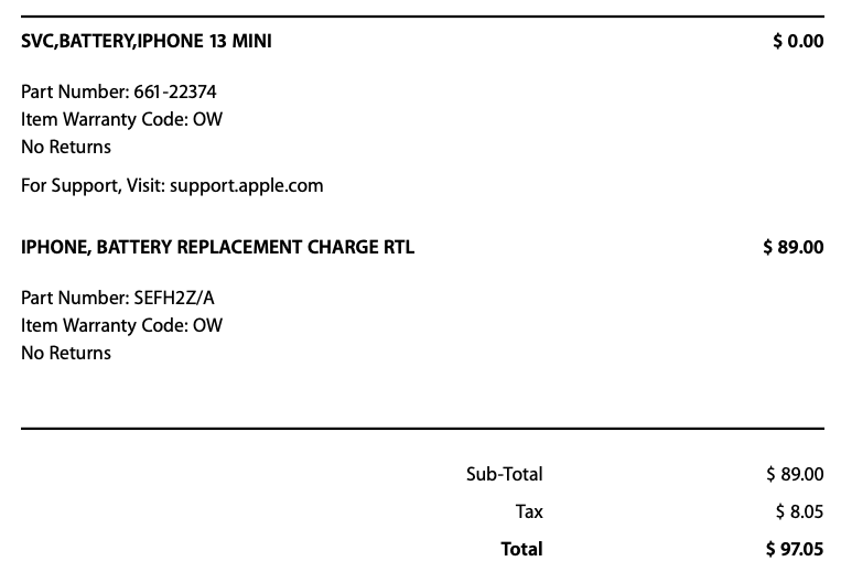 iPhone13 mini バッテリー交換
