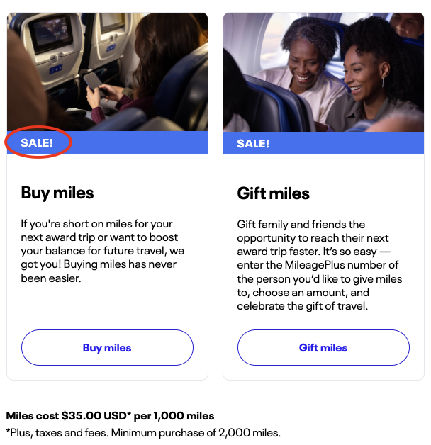 ユナイテッド航空 マイル購入100%ボーナス