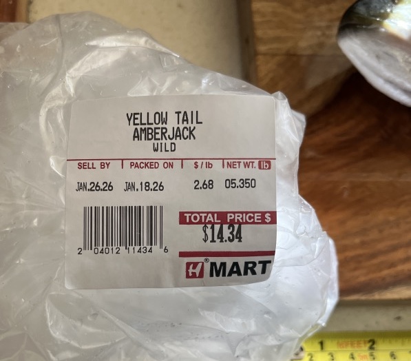Amberjack Yellowtail, H Mart, USA
