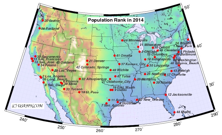 アメリカの人口マップ