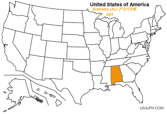 アメリカ合衆国　アラバマ州の地図