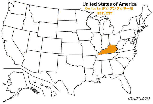 アメリカ合衆国　ケンタッキー州の地図