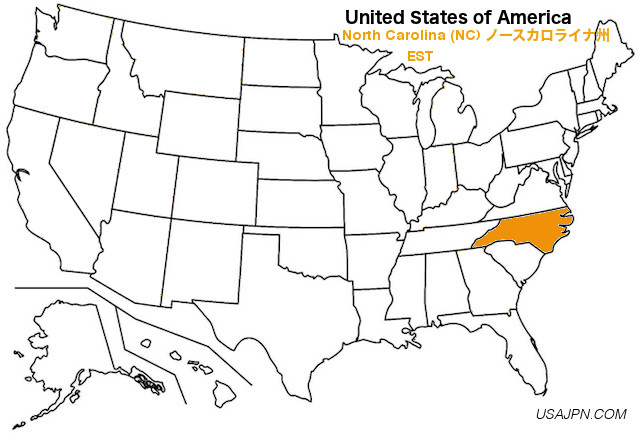 アメリカ合衆国　ノースカロライナ州の地図