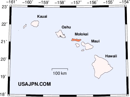 ハワイ モロカイ島の地図