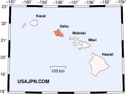 ハワイ オアフ島の地図