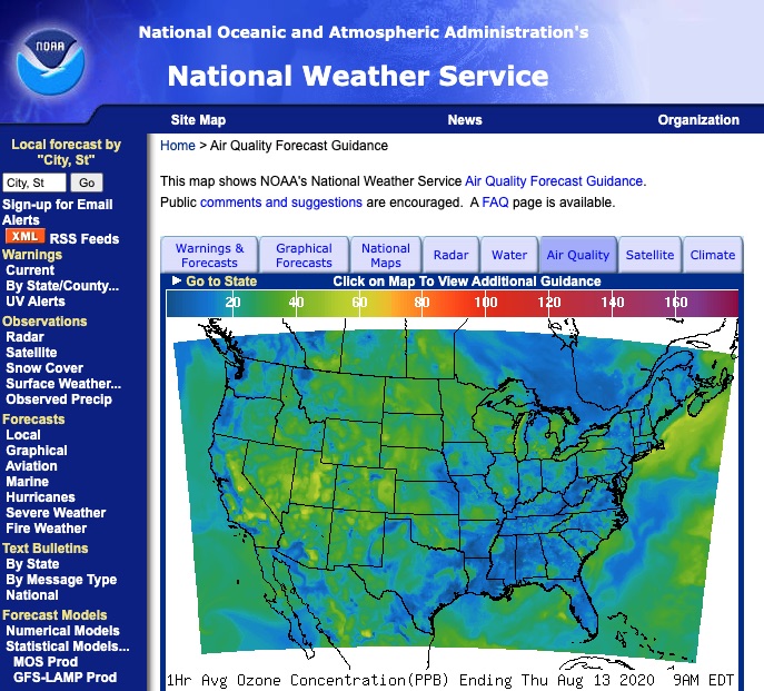 大気汚染度　予報 アメリカ海洋大気庁