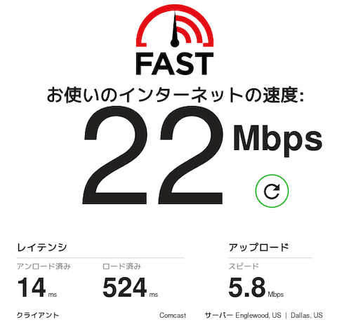 FAST インターネットスピード測定 コンセントネットワーク