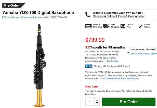 ヤマハ　デジタルサックス　Yamaha YDS-150 Digital Saxophone 