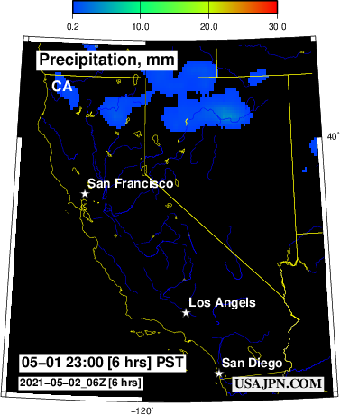 降水予報 アメリカ 雨・雪の予報 カリフォルニア州