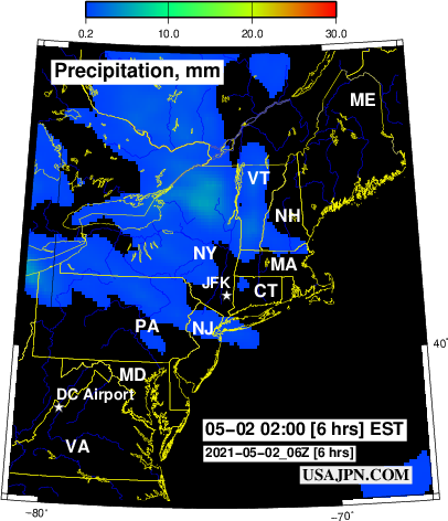 降水予報 アメリカ 雨・雪の予報 ニューヨーク州