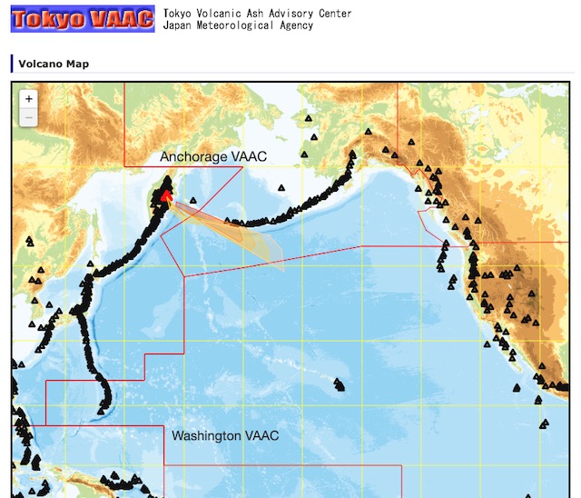 Tokyo VAAC 気象庁　監視マップ例