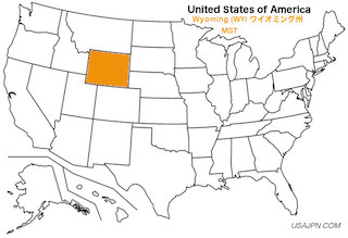 アメリカ合衆国　ワイオミング州の地図