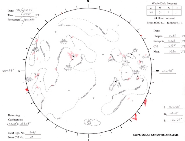 皆既日食時の太陽面のスケッチ NOAA SWPC