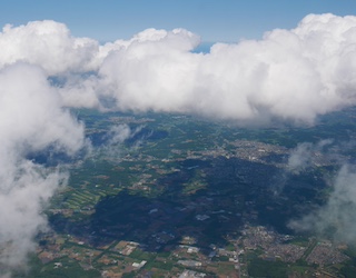 飛行機内から撮影した雲