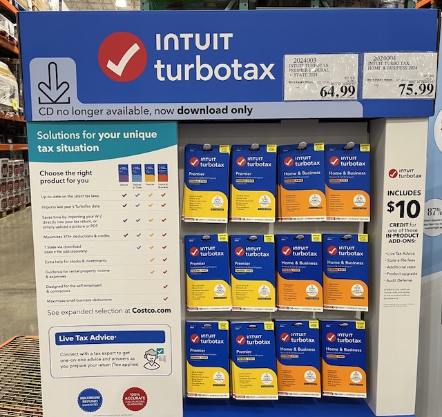 COSTCO Turbo Tax アメリカ確定申告 IRS Turobo Tax