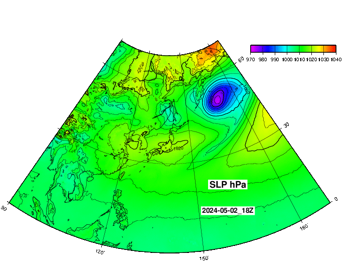 NOAA GFS 気圧　日本・東アジア